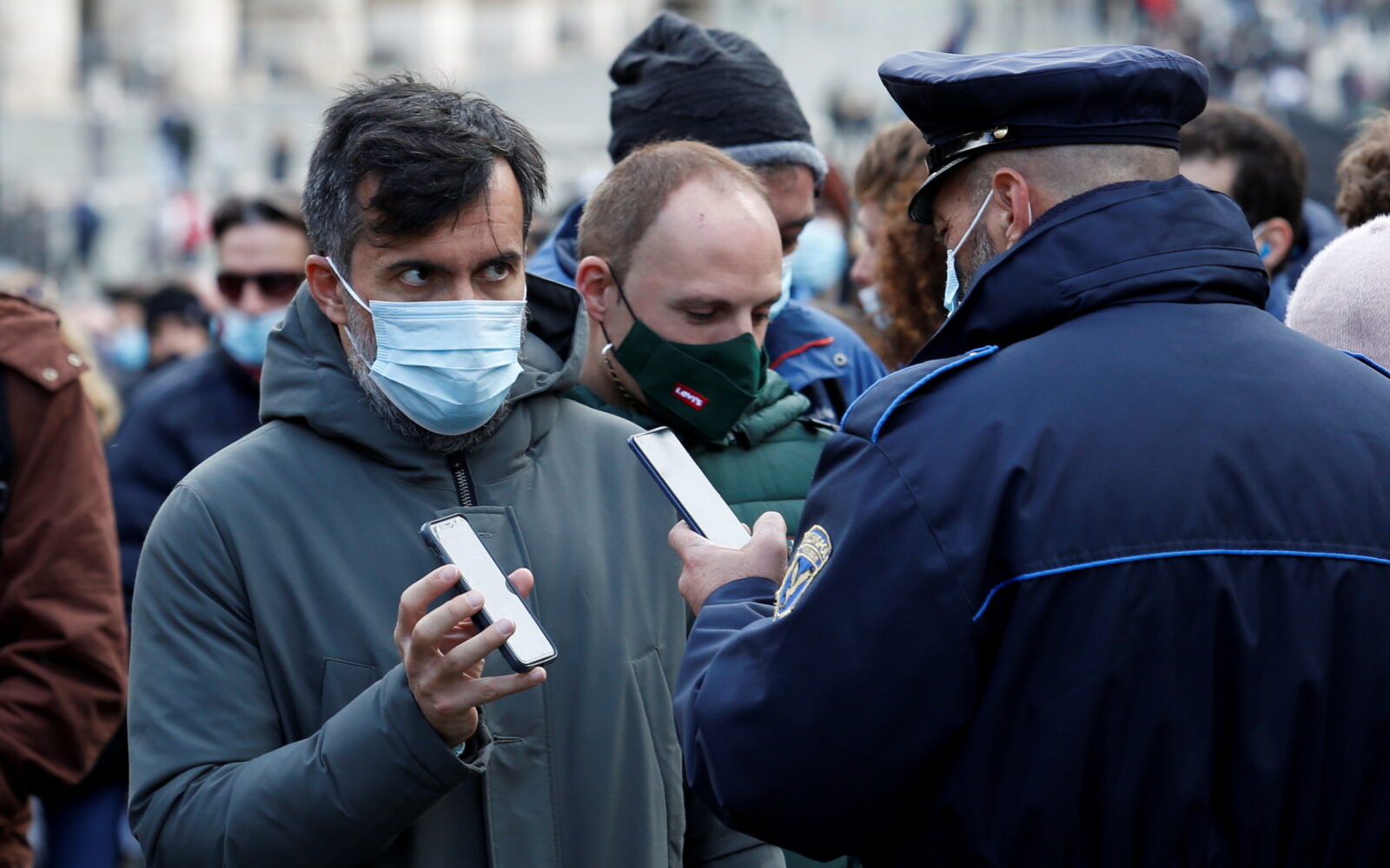 COVID-19 health pass checks at Roman Forum in Rome