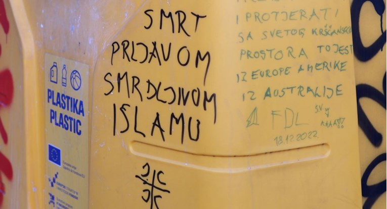 Zastrašujuće poruke na kontejnerima u Zagrebu pozivi na ubojstva muslimana