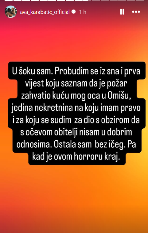 Ava Karabatić tvrdi da je požar zahvatio kuću njezina pokojnog oca u Omišu: “Ostala sam bez ičega” - Najnovije vijesti 2 2